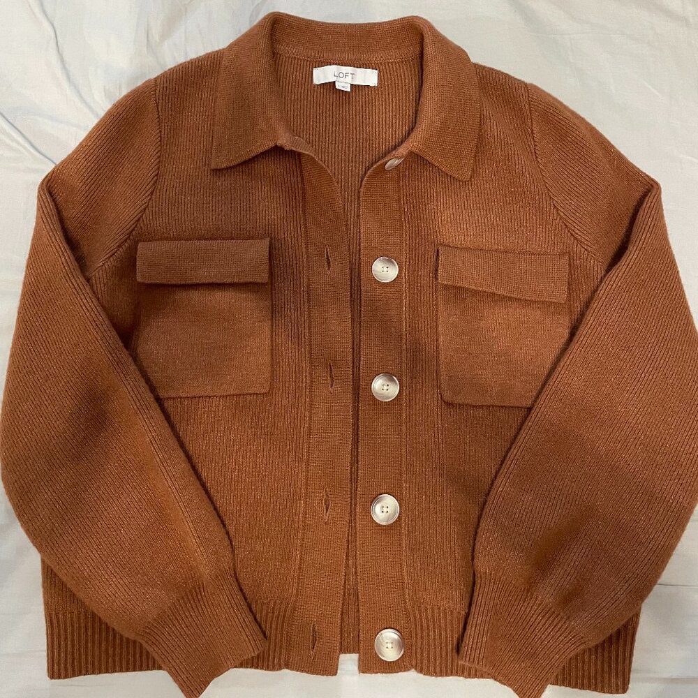 Loft Sweater jacket, brown, size L
